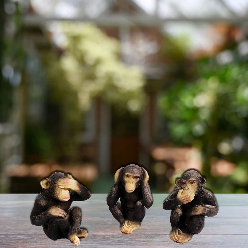 Toptan Dekoratif 3'lü Maymun Biblo