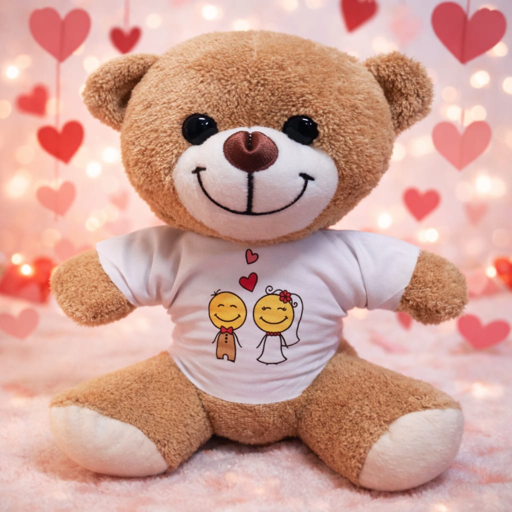 Toptan Gelin Damat Tasarım Tişörtlü Sevimli Ayıcık