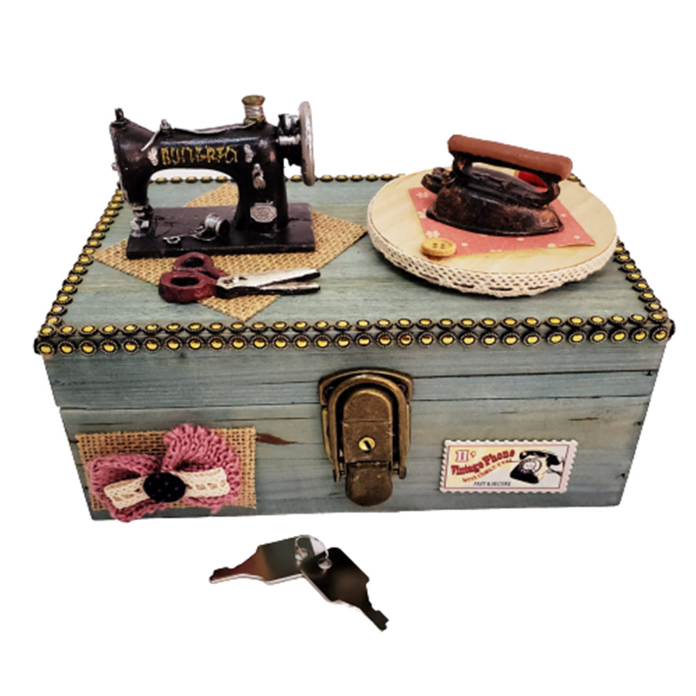 Toptan Ahşap Kilitli Kutu Dikiş Makinesi Müzik Kutusu