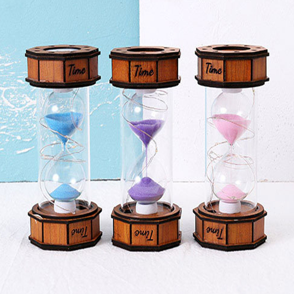 Toptan Işikli Dekoratif Ahşap Kum Saati