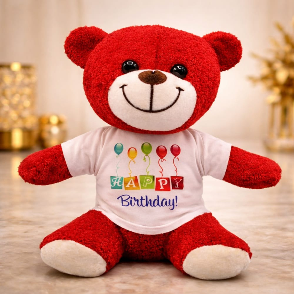 Toptan Happy Birthday Peluş Kırmızı Ayı