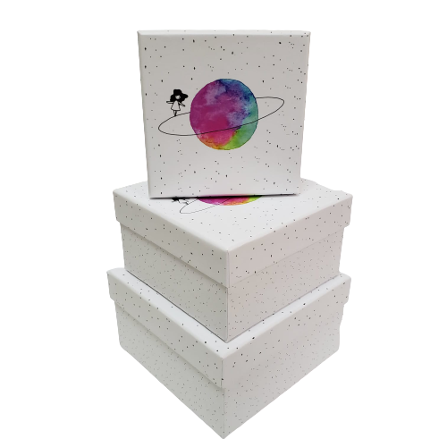 Toptan Satürünlü Kız Tasarım 3'lü Hediye Kutusu