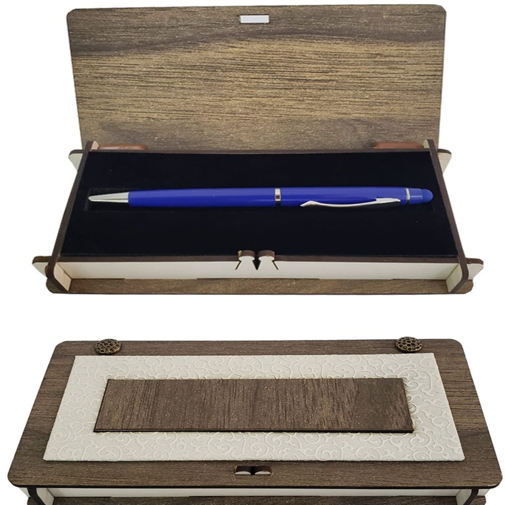 Toptan Lacivert Metal Kalem Ahşap Deri Kutulu