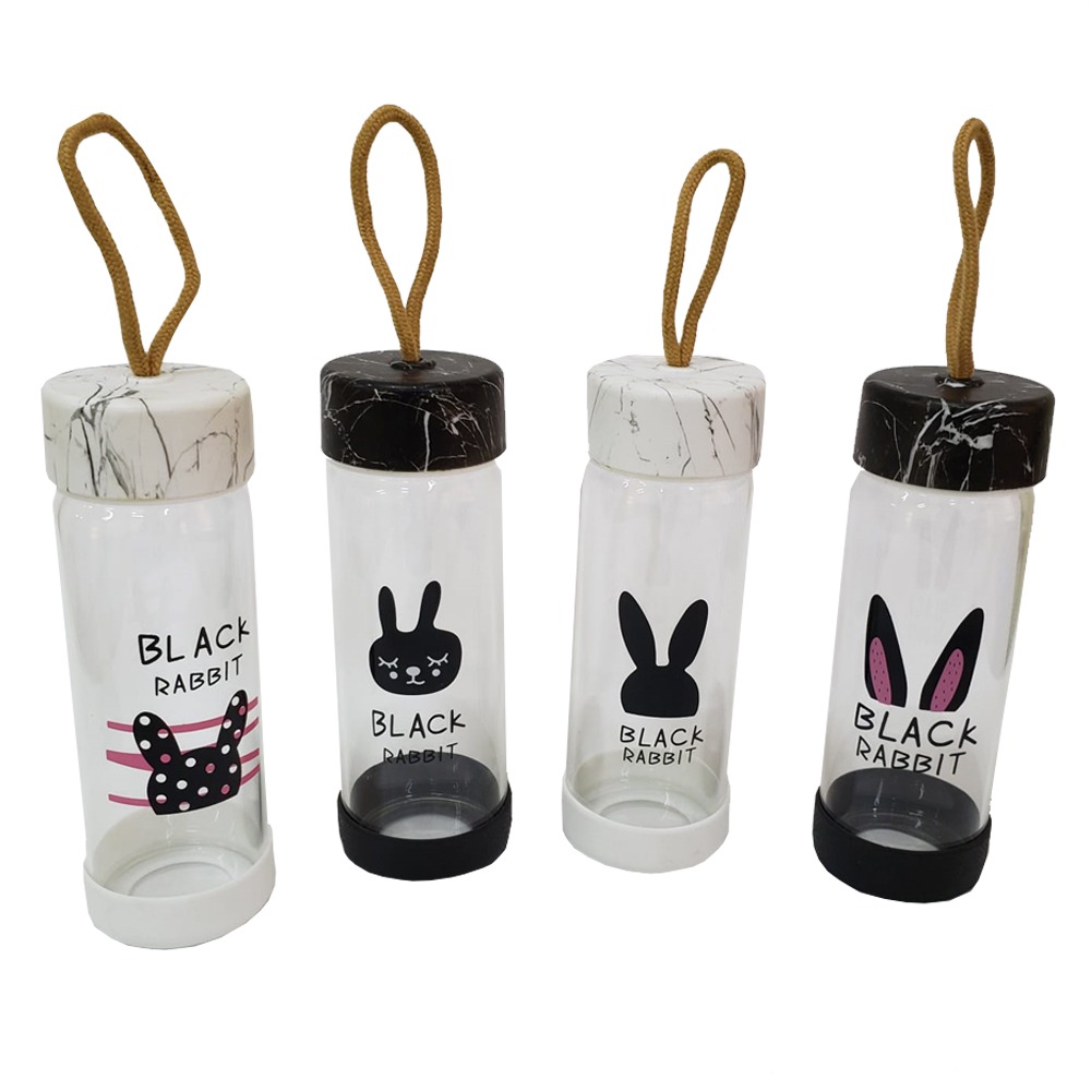 Toptan Black Rabbit Tasarım Cam Matara