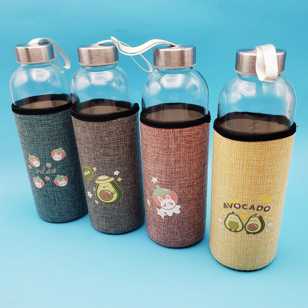 Toptan Kılıflı Cam Su Matarası