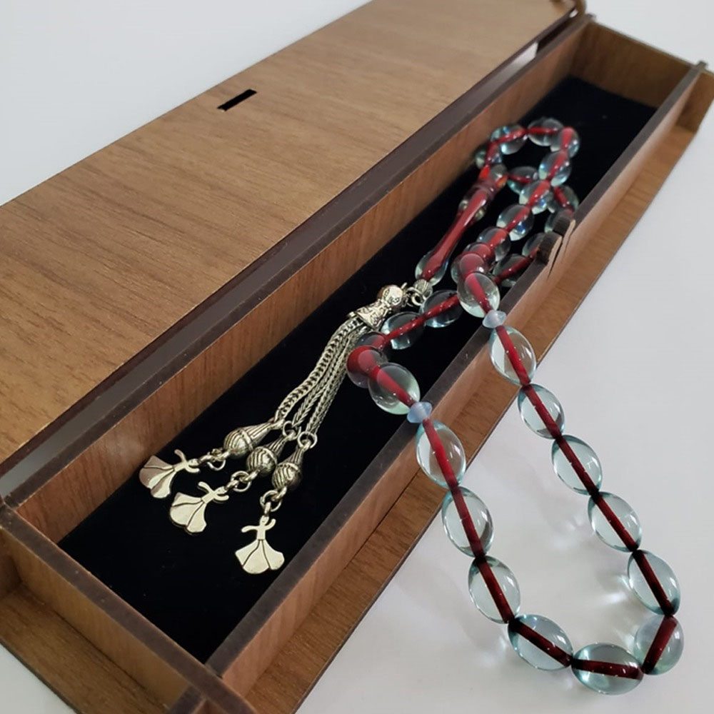 Toptan Kırmızı Toz Kehribar Tesbih Ahşap Kutulu