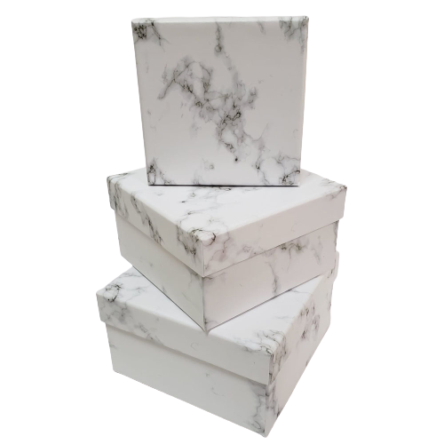 Toptan Mermer Görünümlü Hediye Kutusu 3'lü Set