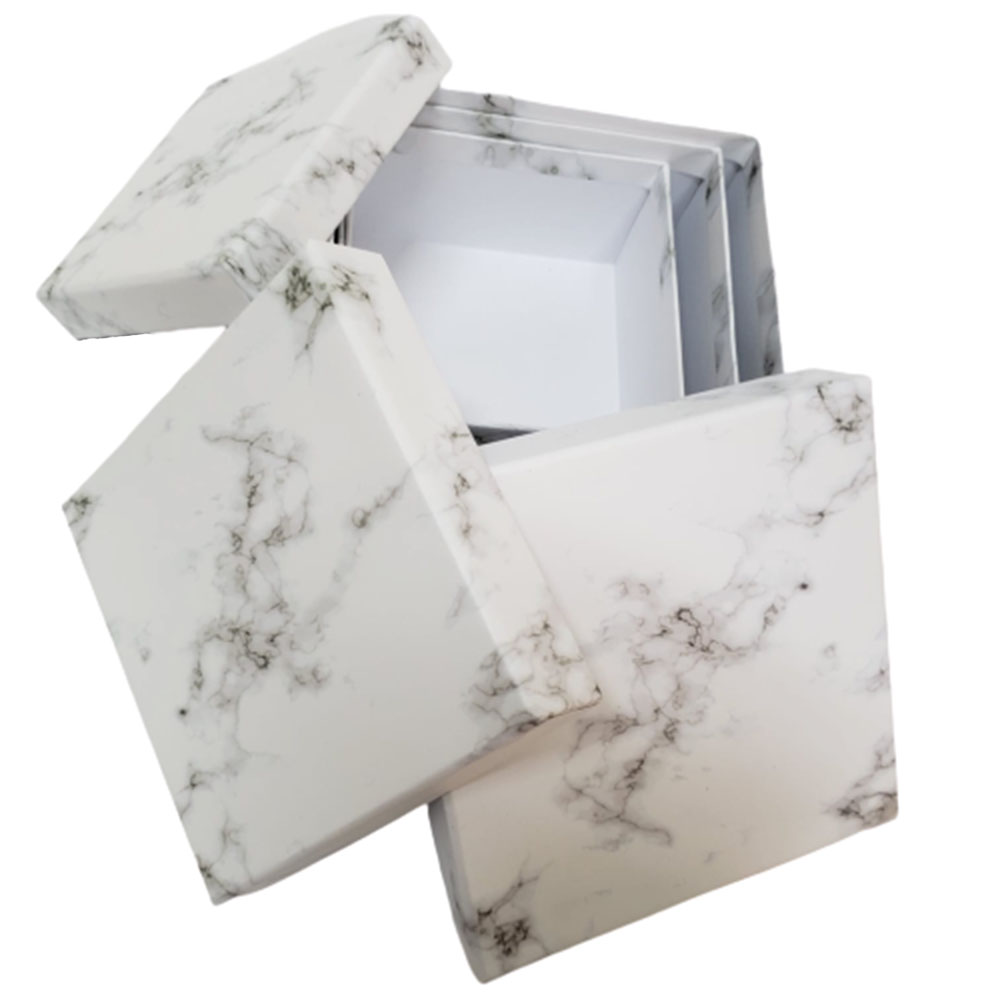 Toptan Mermer Görünümlü Hediye Kutusu 3'lü Set