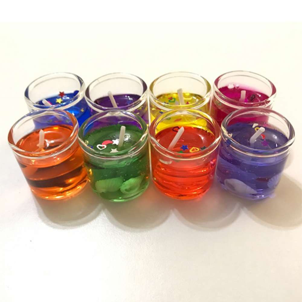 Toptan 8'li Dekoratif Cam Jel Mum