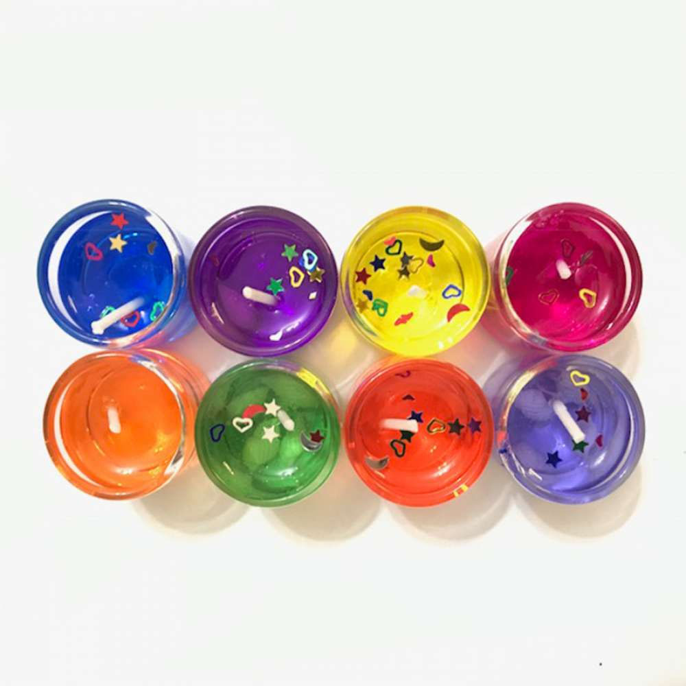 Toptan 8'li Dekoratif Cam Jel Mum