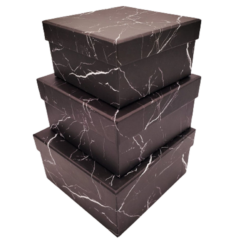 Toptan Siyah Mermer 3'lü Hediye Kutusu