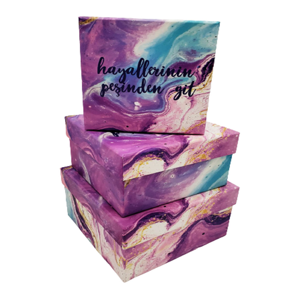 Toptan Hayallerinin Peşinden Git Tasarımlı Hediye Kutusu 3'lü Set