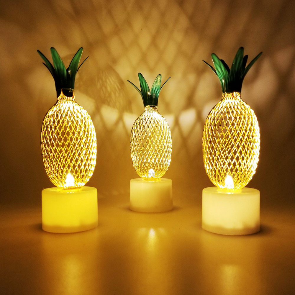 Toptan Dekoratif Ananas Tasarımlı Pilli Led Lamba