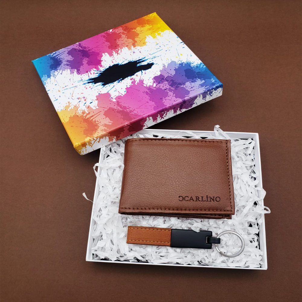 Toptan Anahtarlık Cüzdan Seti Taba Renk