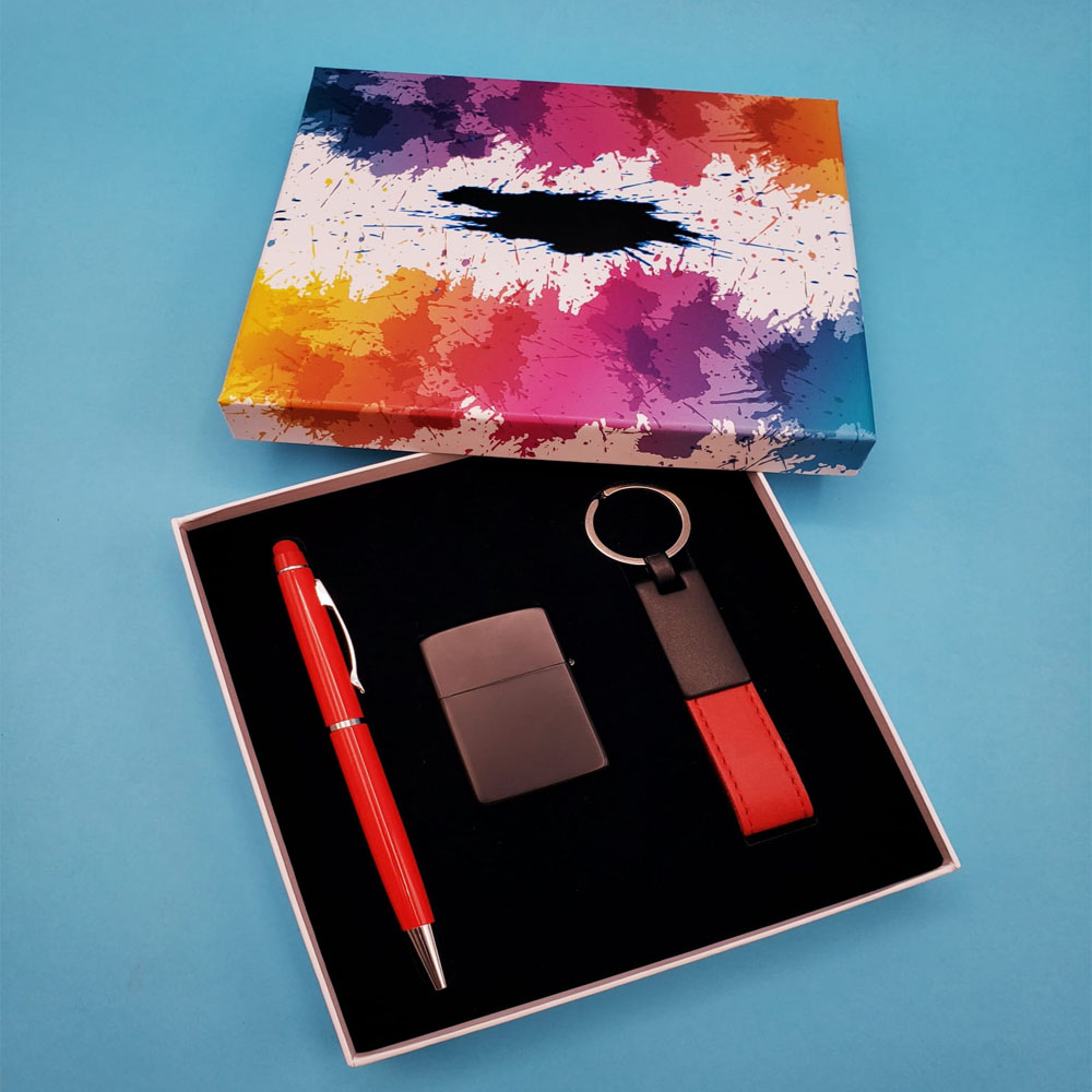 Toptan Kalem Çakmak ve Anahtarlık Kırmızı Set