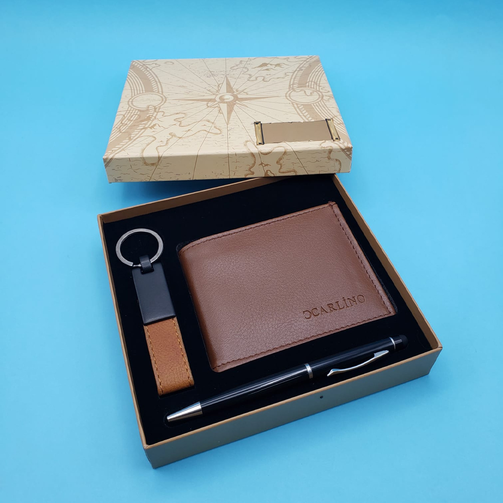 Toptan Taba Cüzdan Touchpen Kalem ve Deri Anahtarlık