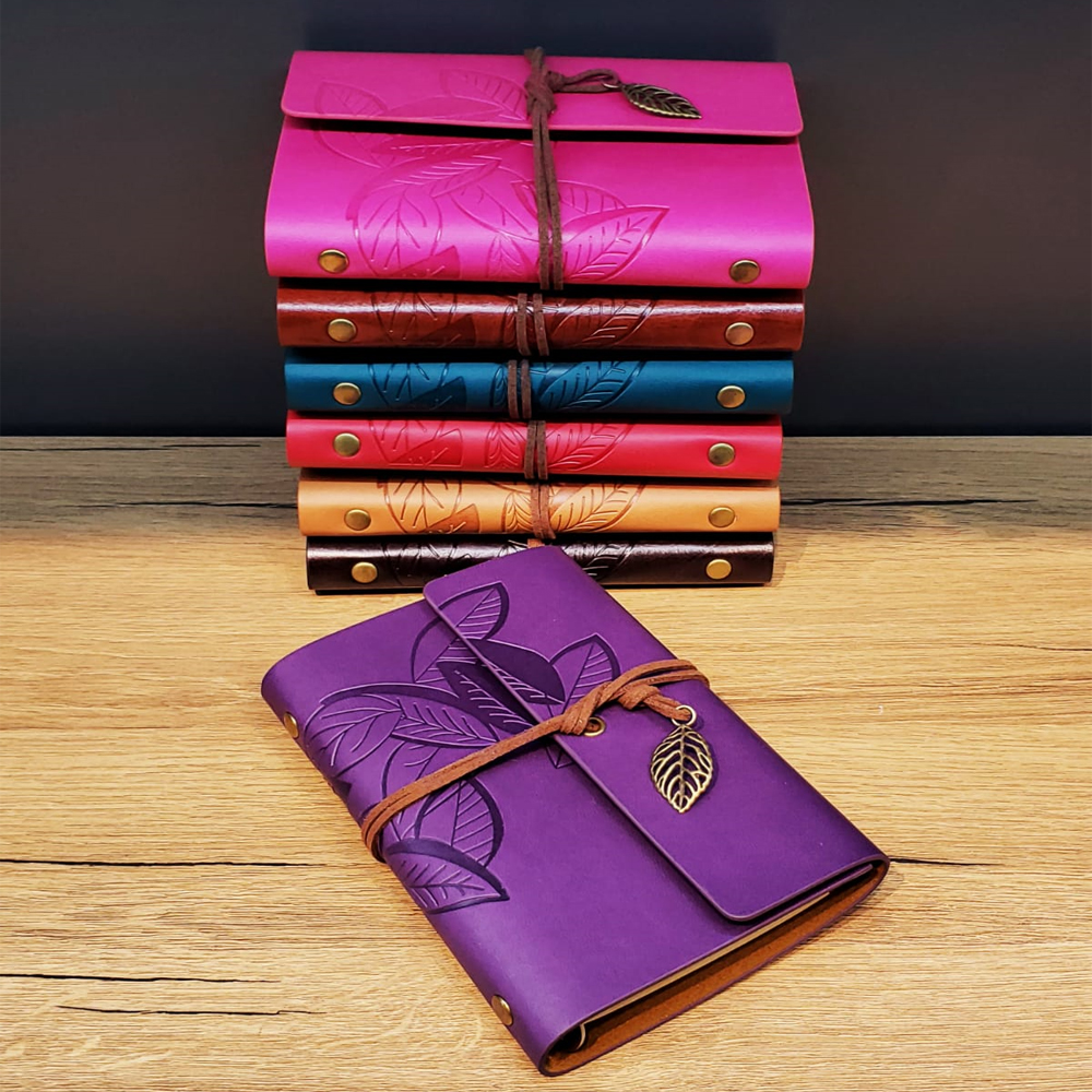 Toptan Yaprak Desenli Deri Defter