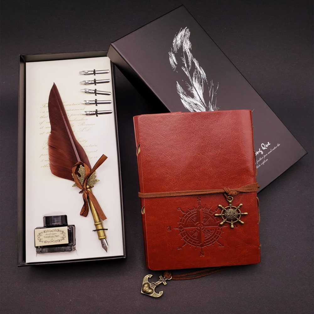 Toptan Pusula Deri Defter ve Divit Kalem Seti