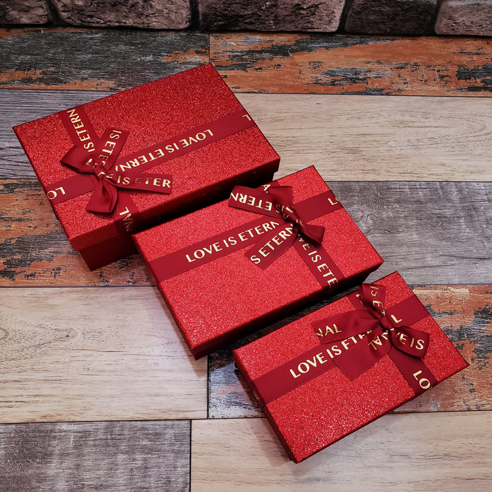 Toptan 3'lü Kırmızı Hediye Kutusu