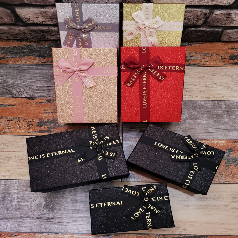 Toptan Simli Kurdeleli 3'lü Set Hediye Kutusu