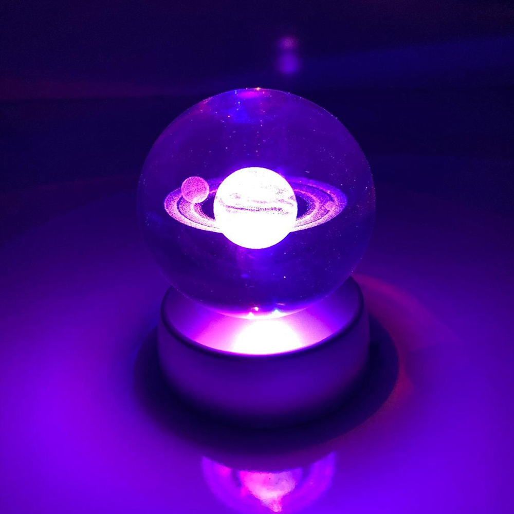 Toptan Işıklı Satürn Gezegen Cam Küre