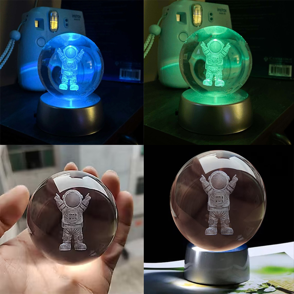 Toptan Pilli Işıklı Astronot Cam Küre