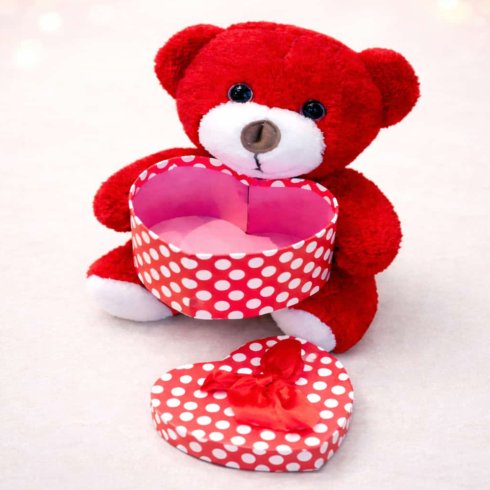 Toptan Kırmızı Kalp Kutulu Ayı