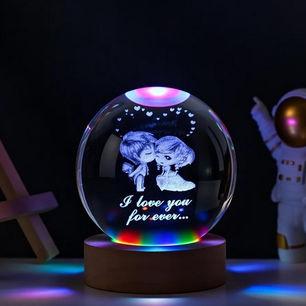 Toptan Mutlu Çiftler Tasarımlı Renk Değiştiren Cam Küre
