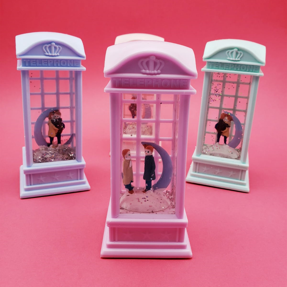 Toptan Telefon Kulübesi Temalı Işıklı Kar Küresi