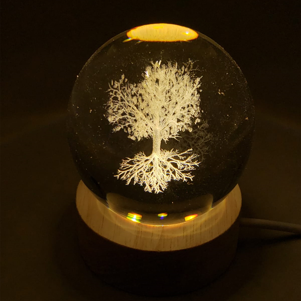 Toptan Hayat Ağaçı Işıklı Cam Küre