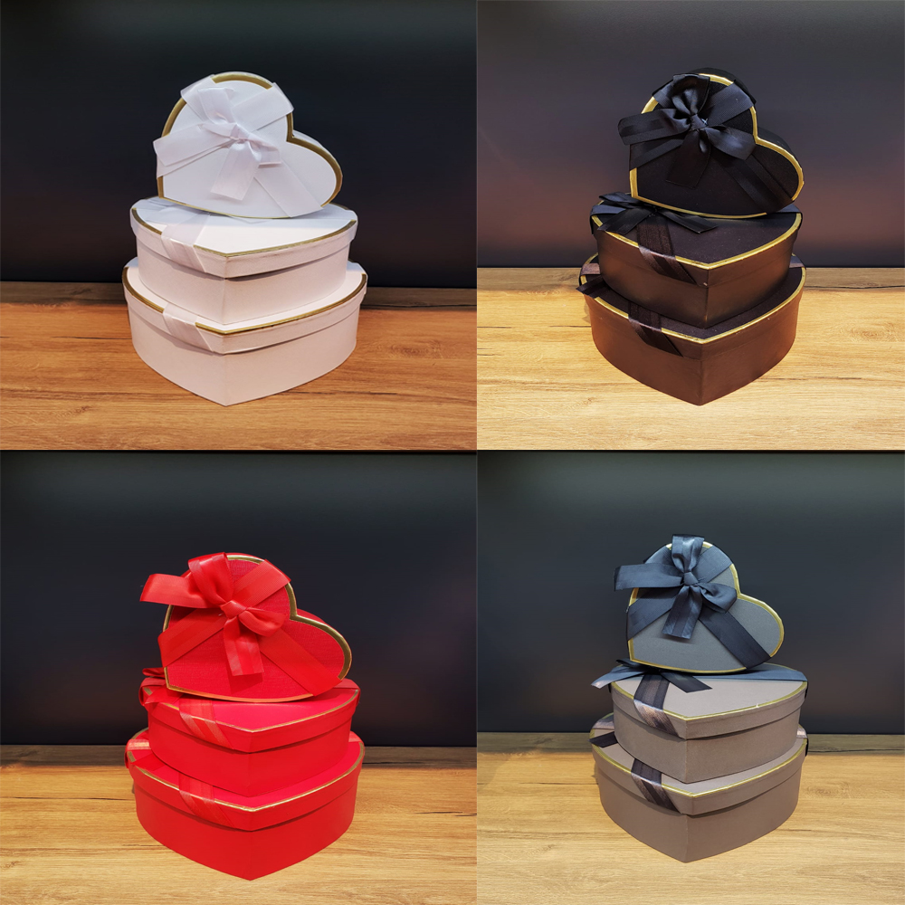 Toptan 3'Lü Kalp Hediye Kutusu