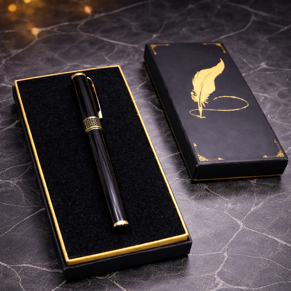 Toptan Siyah Desenli Metal Kalem