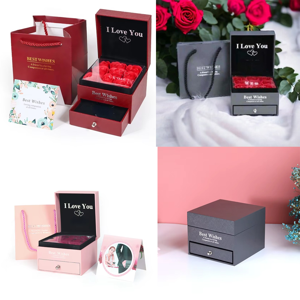 Toptan Çekmeceli Güllü Takı Kutusu