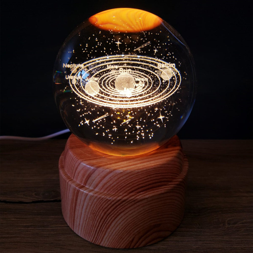Toptan Gezegenler Tasarımlı Dönen Cam Küre