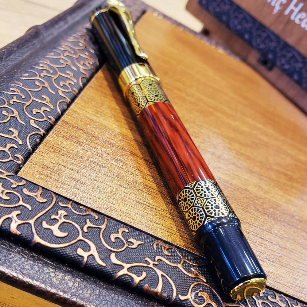 Toptan Premium Ahşap Deri Kutulu Metal Roller Kalem