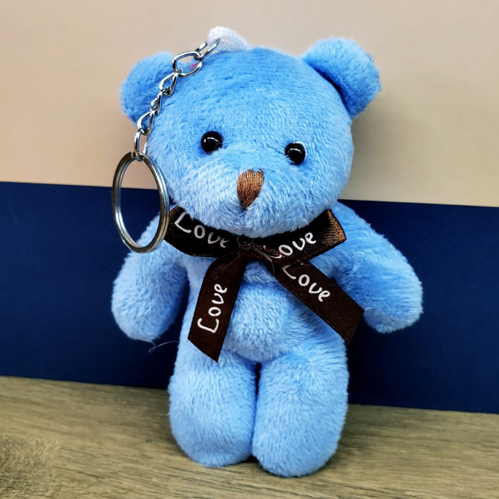 Toptan Mavi Peluş Ayıcık Anahtarlık