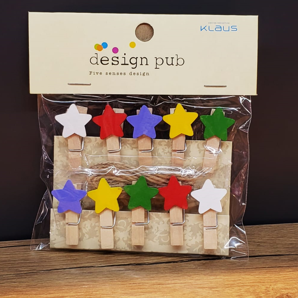 Toptan Yıldız Tasarımlı Mini Fotoğraf Mandalları