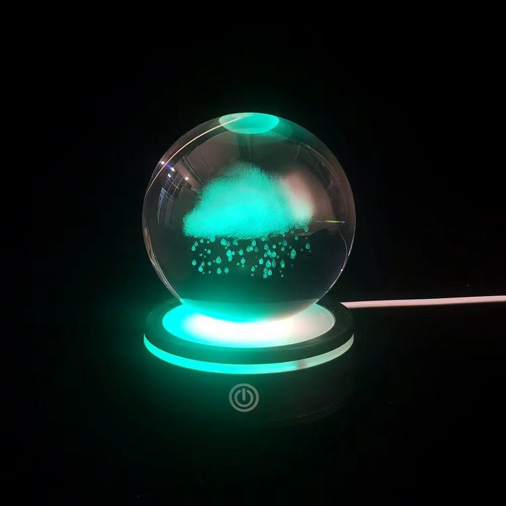 Toptan Yağmur Bulutu Tasarımlı Usb'li Dönen Cam Küre