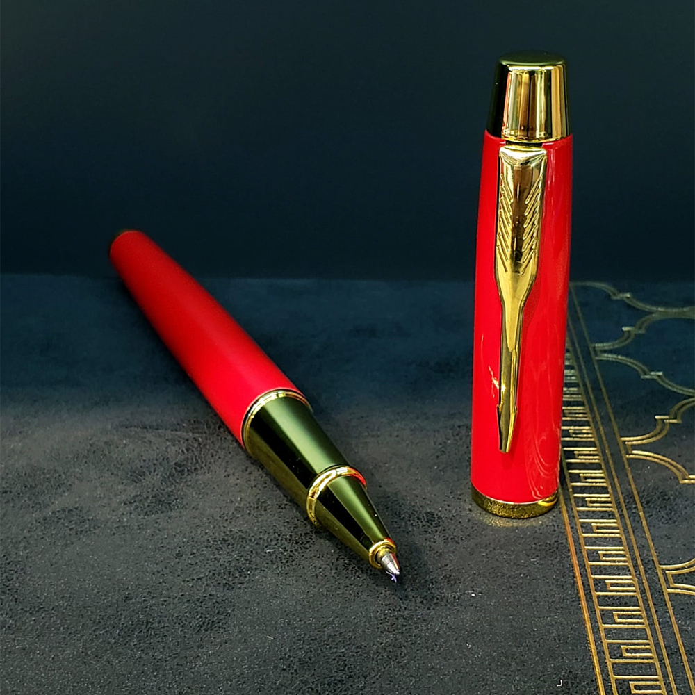 Toptan Tüylü Kalem Motif Kutulu Kırmızı Roller Kalem