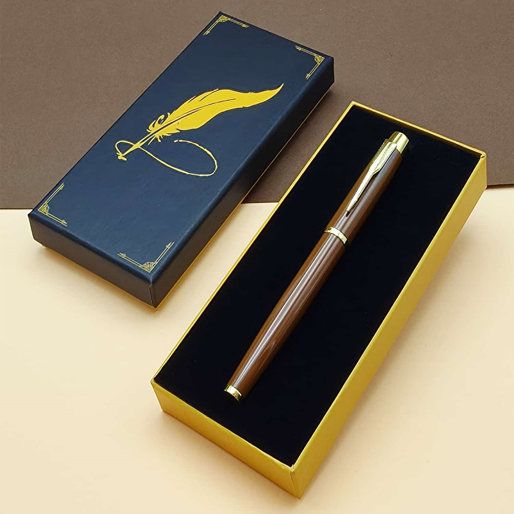 Toptan Öğretmenler Günü Hediyesi Kutulu Kahverengi Metal Kalem