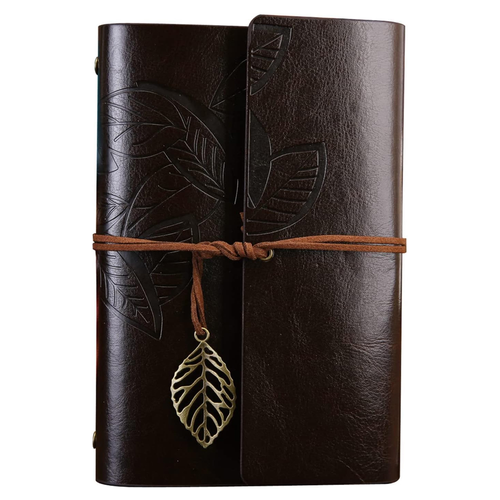 Toptan Büyük Yaprak Desenli Deri Defter