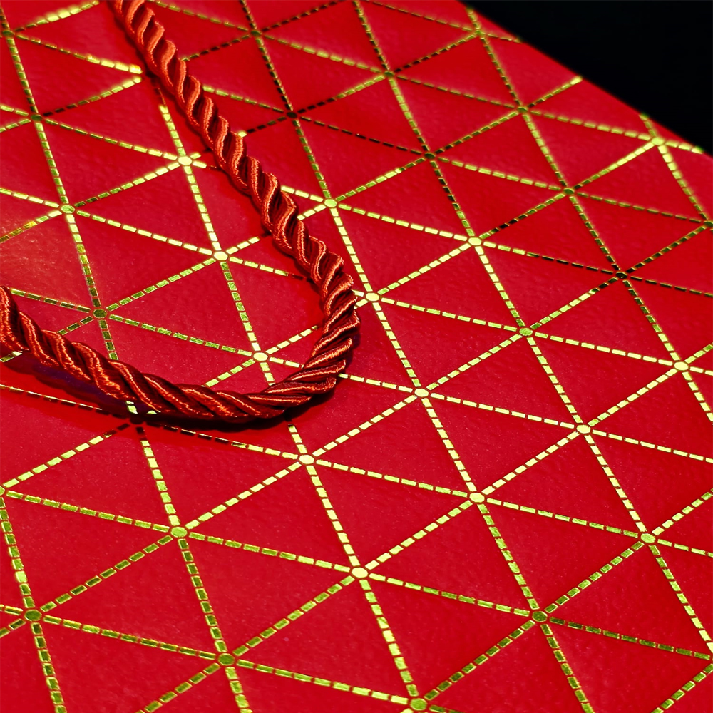 Toptan Küçük Boy Kırmızı Gold Renkli Karton Çanta