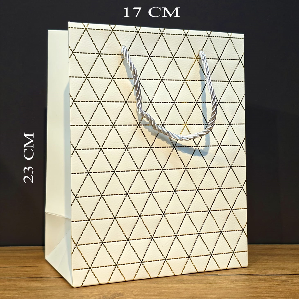 Toptan Beyaz Desenli Küçük Boy Hediye Çantası