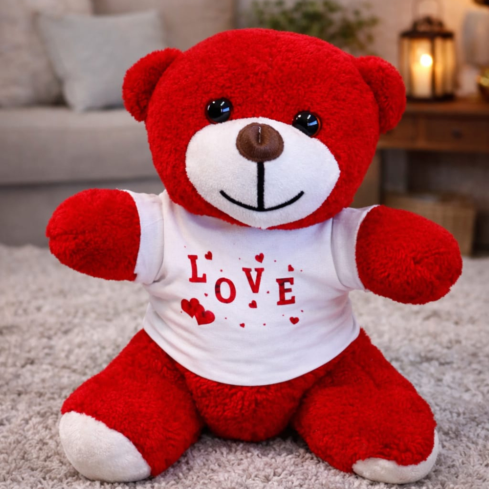 Toptan Kırmızı Sevimli Love Tasarımlı Ayıcık