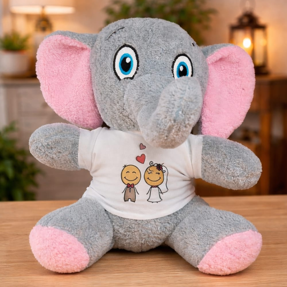 Toptan Gelin Damat Tasarım Tişörtlü Peluş Sevimli Fil