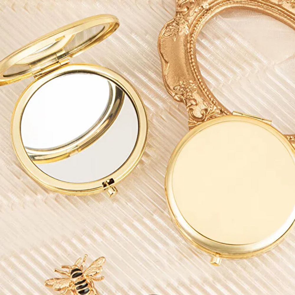 Toptan Gold Kapaklı Makyaj Cep Aynası