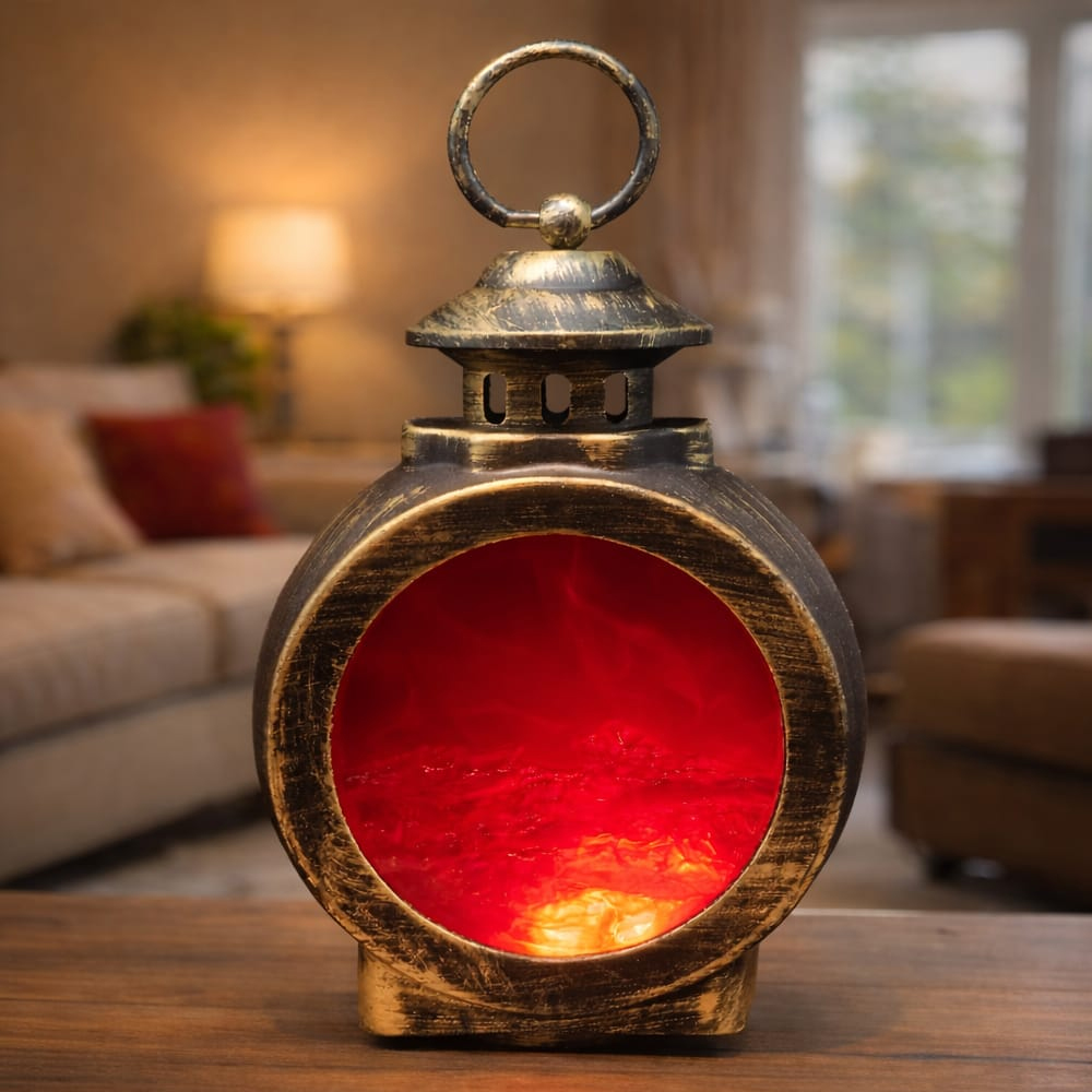 Toptan Led Işıklı Alev Efektli Dekoratif Şömine Fener