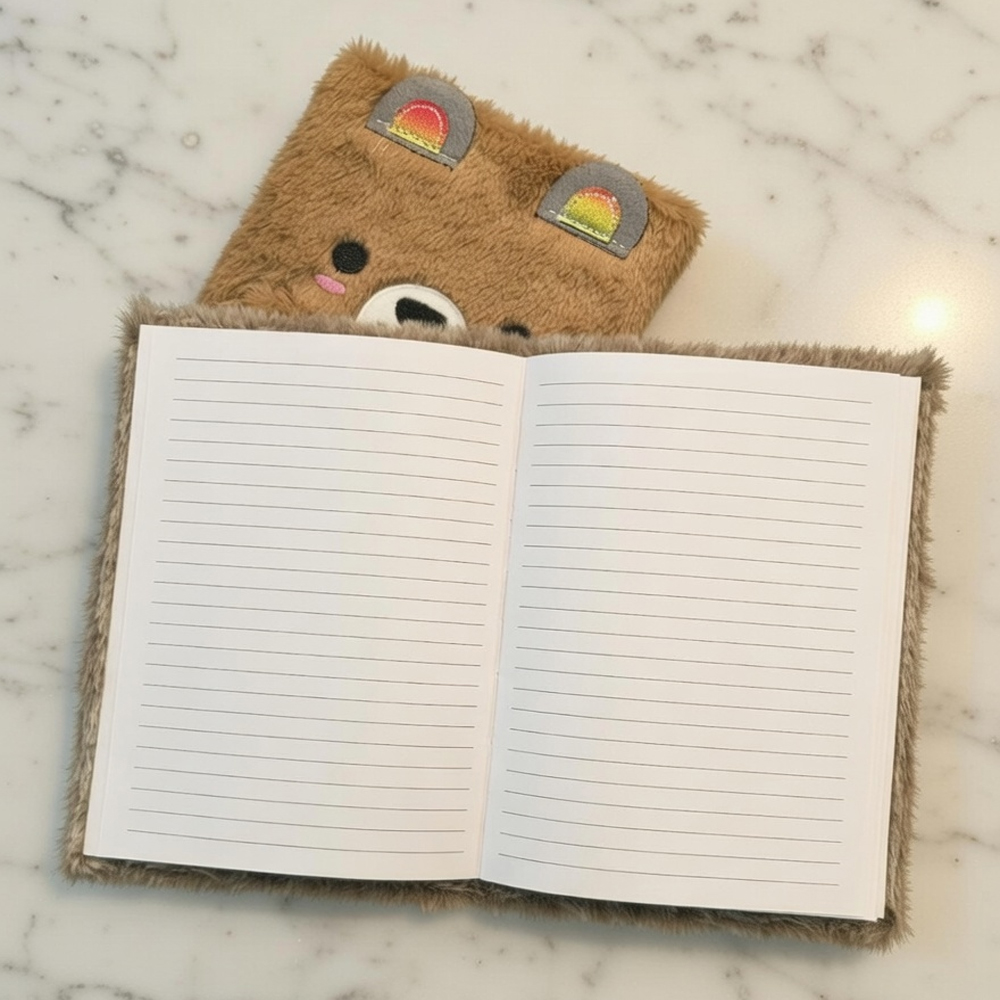 Toptan Sevimli Peluş Çizgili Defter