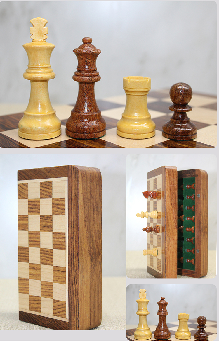 Mıknatıs Taşlı Ahşap Katlanabilir Kutulu Satranç Oyunu 17.5 Cm G611