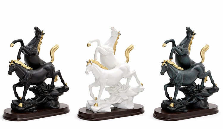 Polyester 2'Li Şahlanmış At Figürü Alk1626